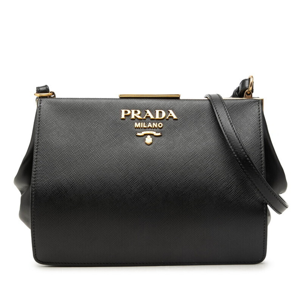 Prada Saffiano Leather Crossbody Bag Black